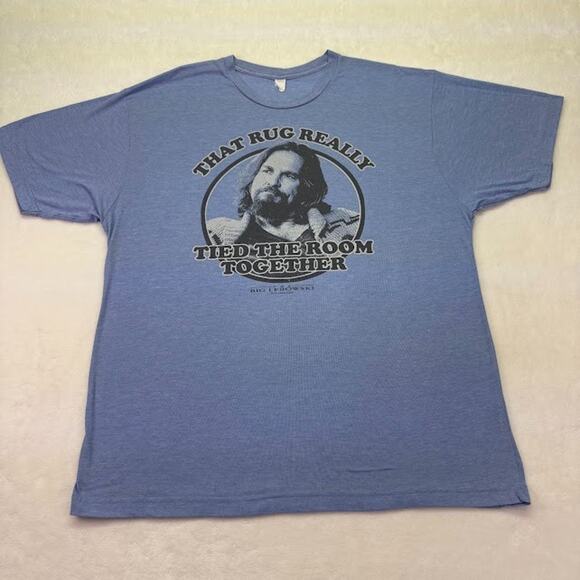 "Rug Really Tied Room Together" The Dude Big Lebowski Movie T Shirt Blue XL VTG - Picture 2 of 7